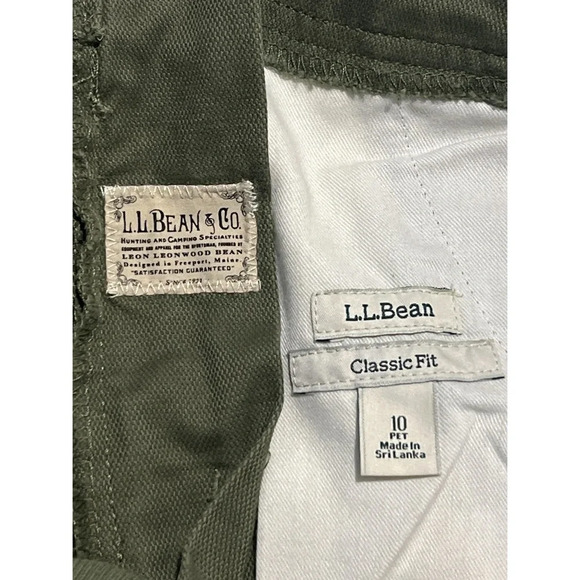 L.L. Bean Pants Women’s 10 Petite Green Cargo Cotton Stretch Canvas Classic Fit - Picture 12 of 13